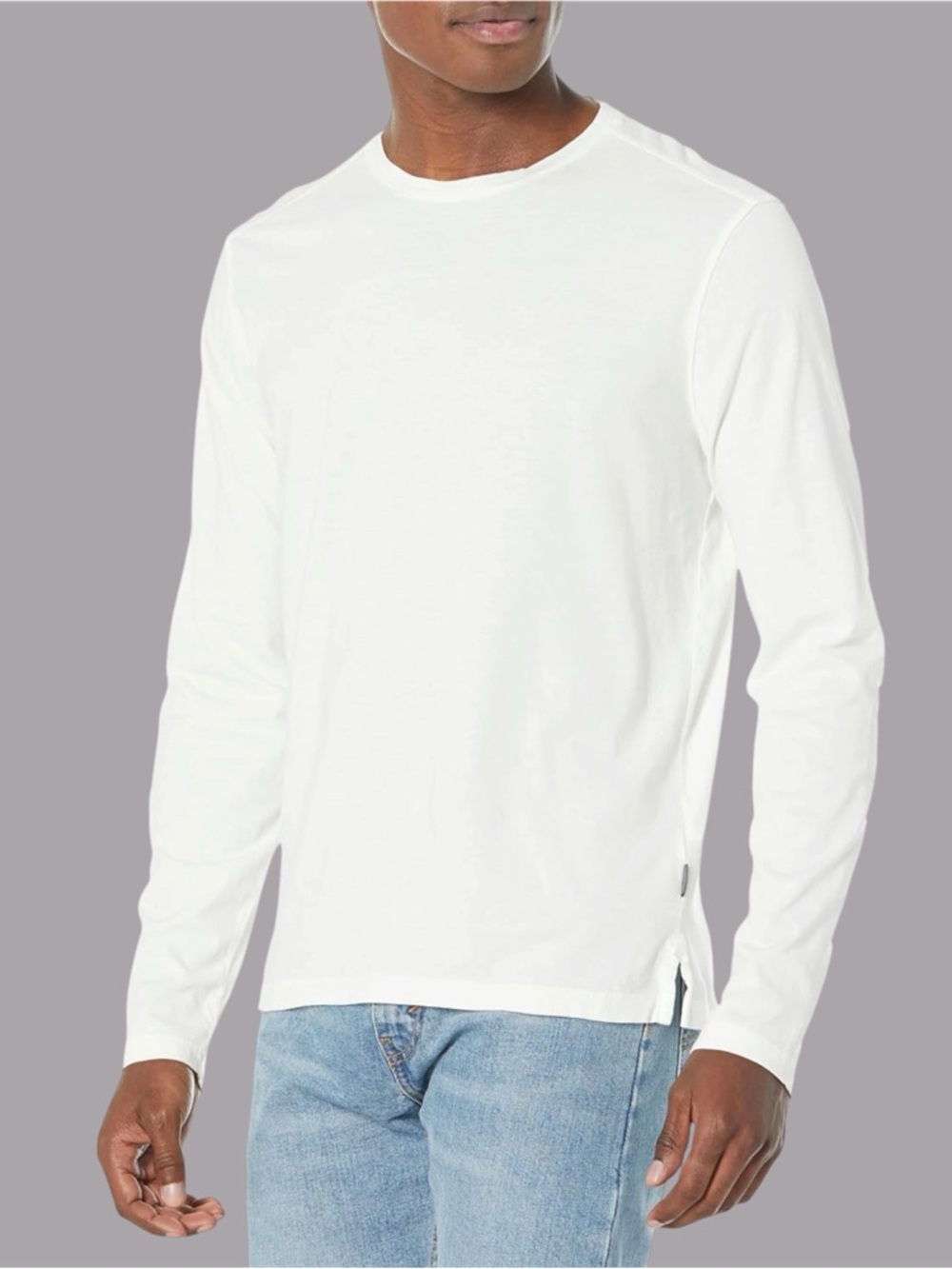 John Varvatos Chester Salt White Men’s Long Sleeve Tee Shirt